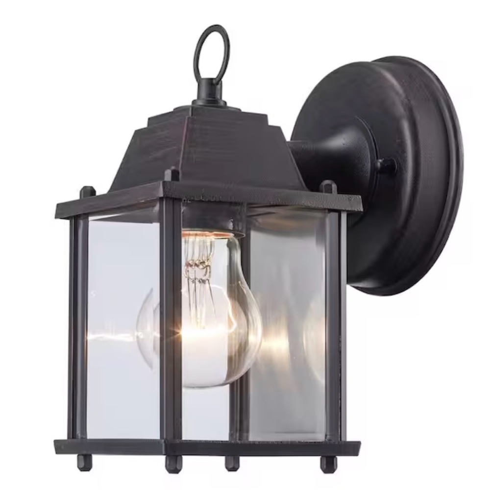 Seasons LED Outdoor Porch Lantern Wall Light Black Clear Glass Exterior Lamp UL